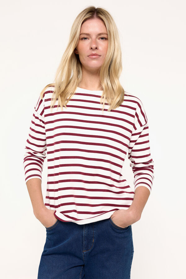 Milano Camiseta heavy cotton rayas Marfil