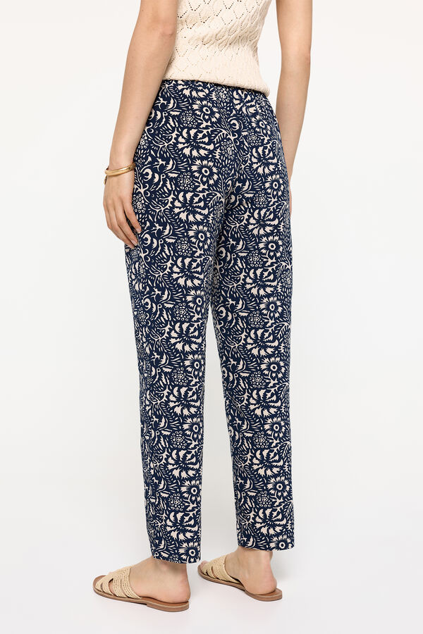 Milano Pantalón fluido estampado con cintura elástica Azul