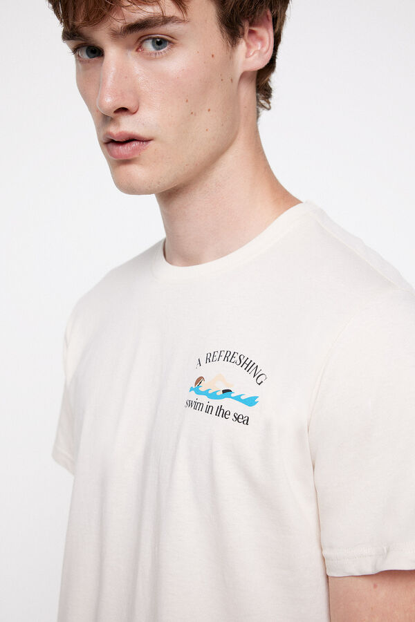 milano Camiseta Algod&oacute;n Estampada. Beige