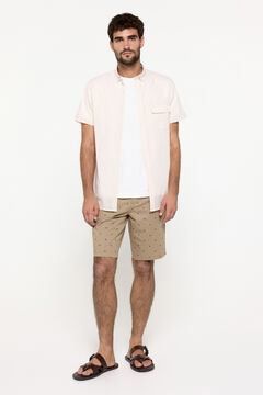 Fifty Outlet Bermudas algodón con microestampado Tostado
