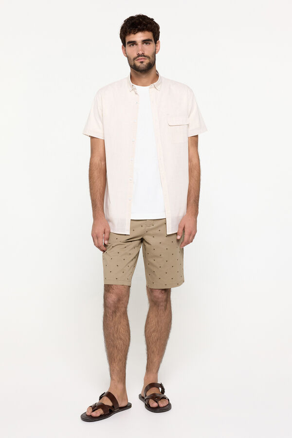 Fifty Outlet Bermudas algodón con microestampado Tostado