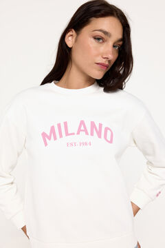Fifty Outlet Sudadera logo estampado cuello rib Marfil