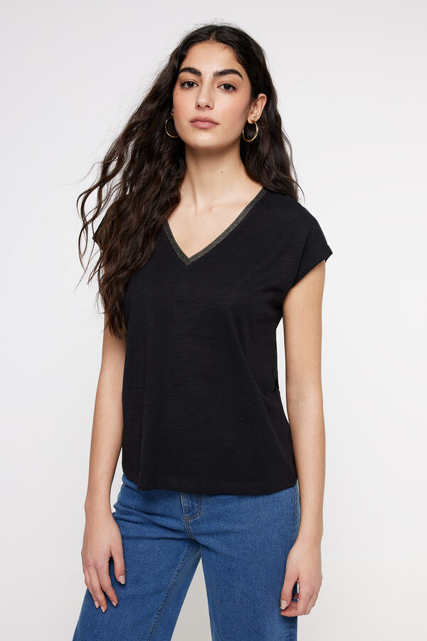 Fifty Outlet Camiseta fornitura brillo Negro