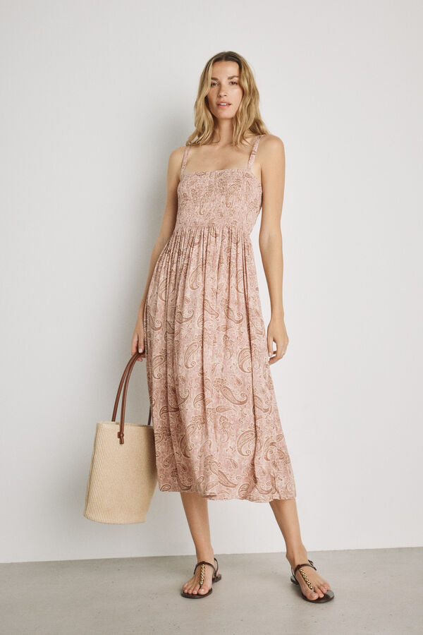 Milano Vestido estampado con tirantes Rosa
