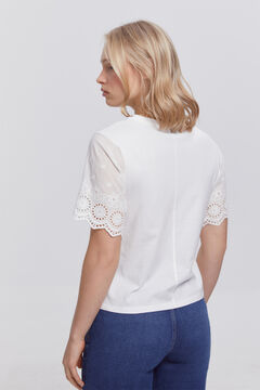 Fifty Outlet Camiseta con mangas bordadas Blanco