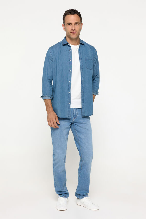 Fifty Outlet Camisa denim lisa Azul Claro