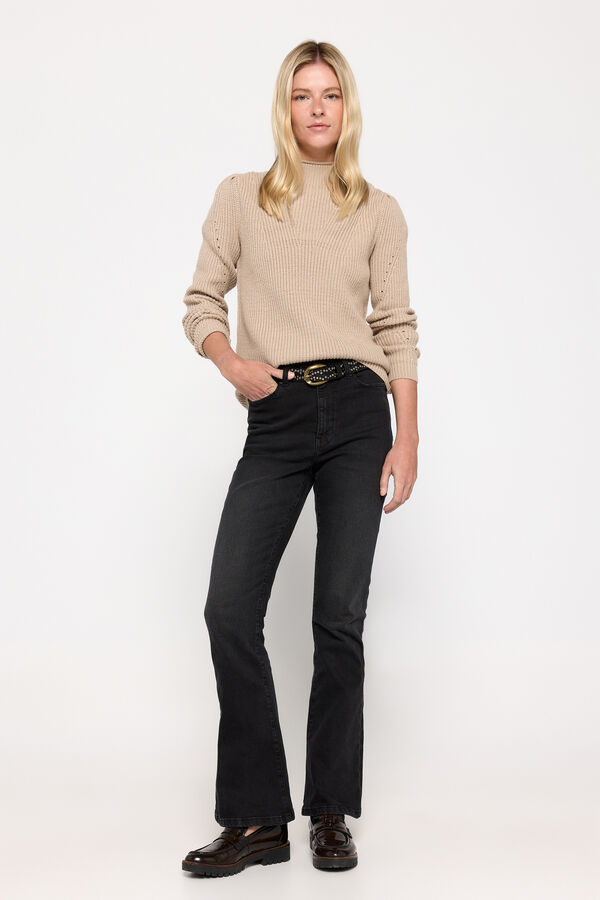 Fifty Outlet Jersey cuello cisne tacto suave Beige