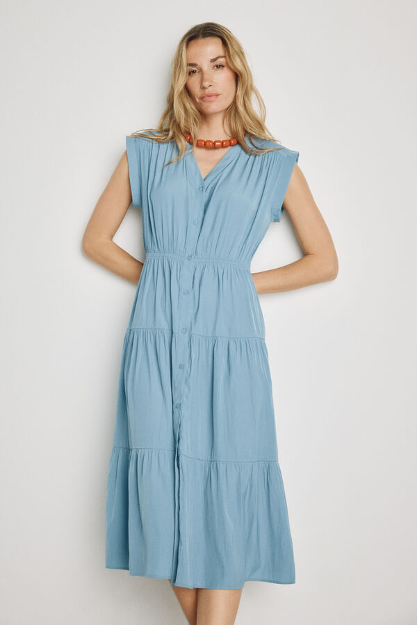 Milano Vestido escote pico Azul Claro