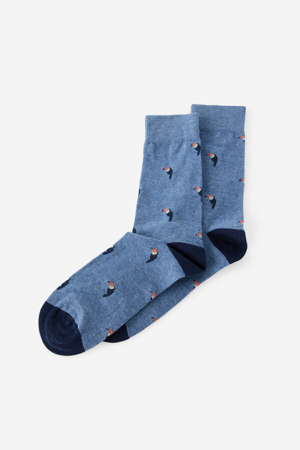 Fifty Outlet Calcetines fantasía con print de tucanes Azul