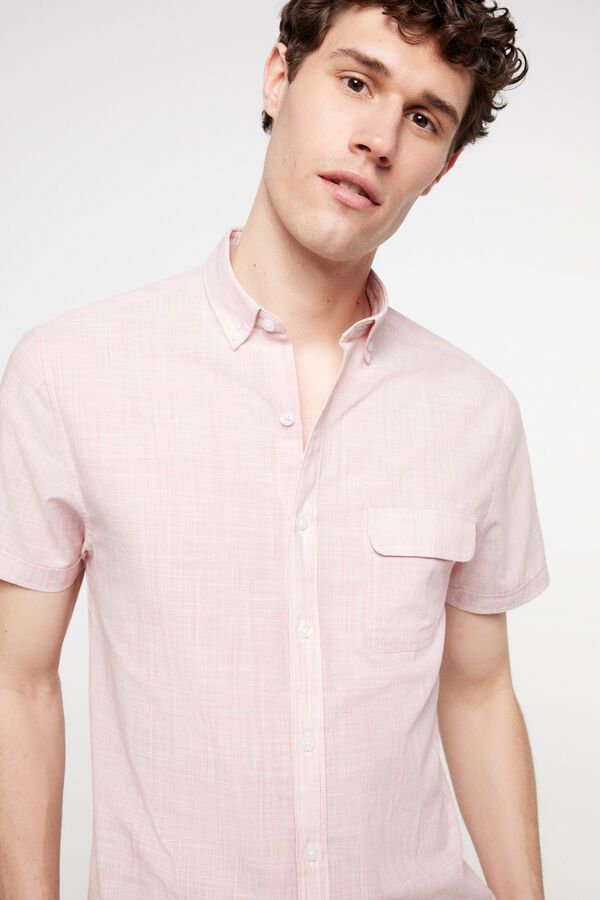 Fifty Outlet Camisa rayas aspecto lino. Rojo