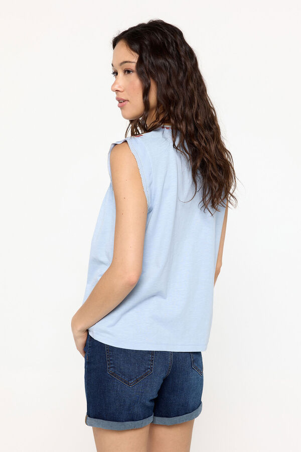 Fifty Outlet Playera cuello mao bordada Azul