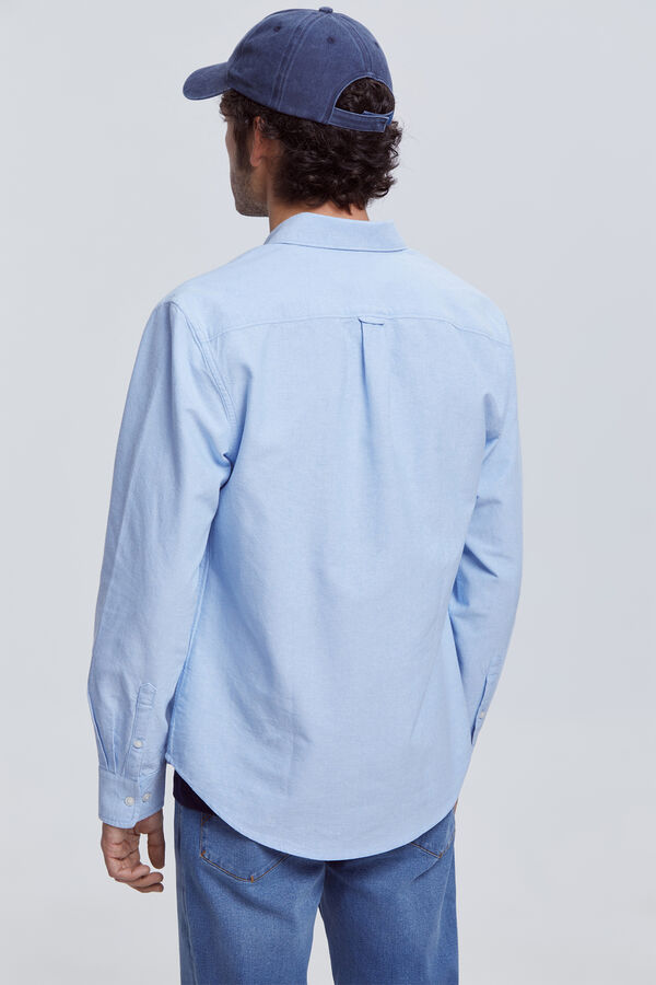 Milano Camisa Oxford Lisa Bolsillo Azul