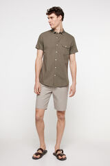 Fifty Outlet Camisa popelín lisa. Kaki Oscuro