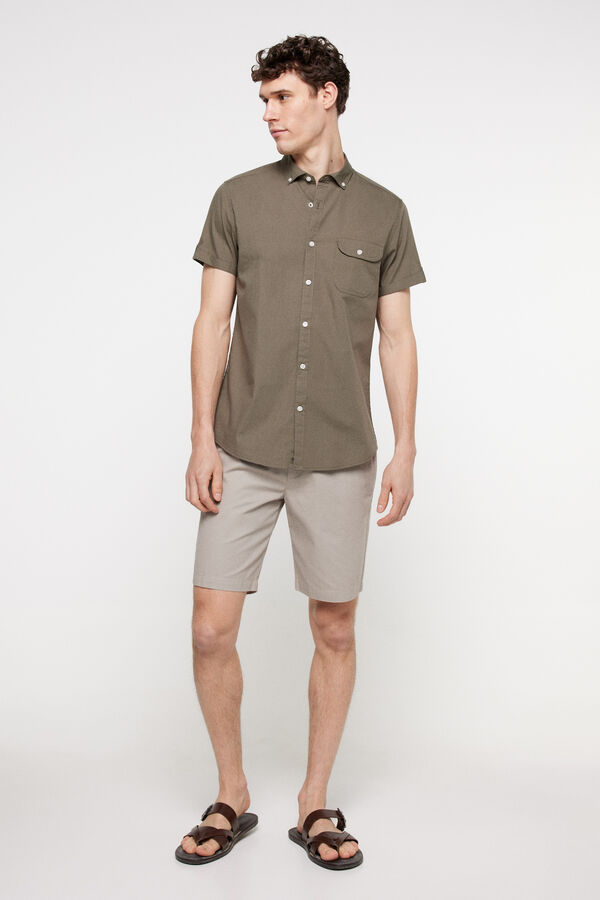 Fifty Outlet Camisa popelín lisa. Kaki Oscuro
