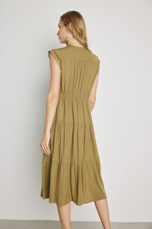 Milano Vestido escote pico Kaki