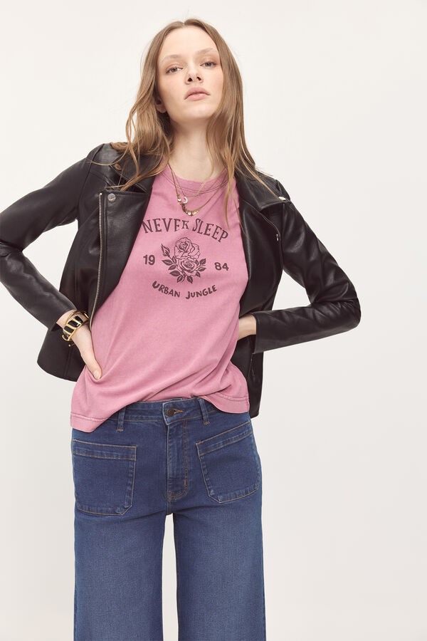 Milano Camiseta efecto lavado estampada Rosa