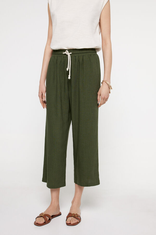 Fifty Outlet Flex lino pants Kaki