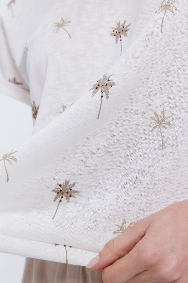 Fifty Outlet Camiseta estampada con strass Marfil