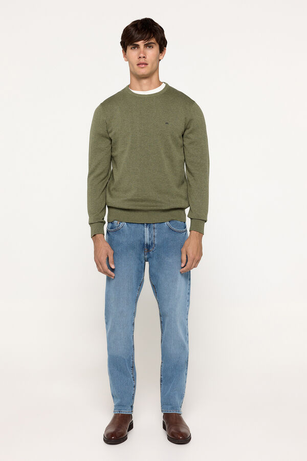 Fifty Outlet Suéter básico cuello redondo ajustado Verde