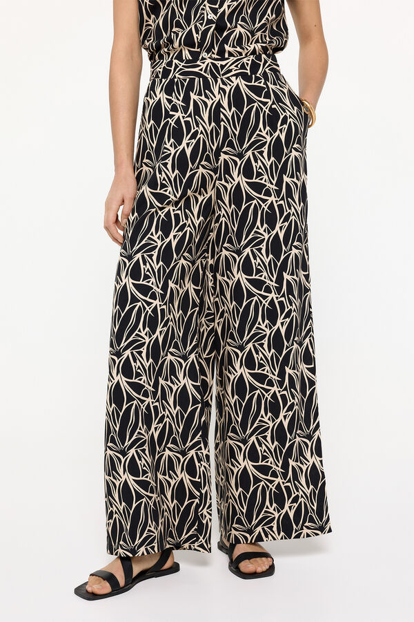 Fifty Outlet Pantalón estampado fit ancho con cintura elástica Estampado