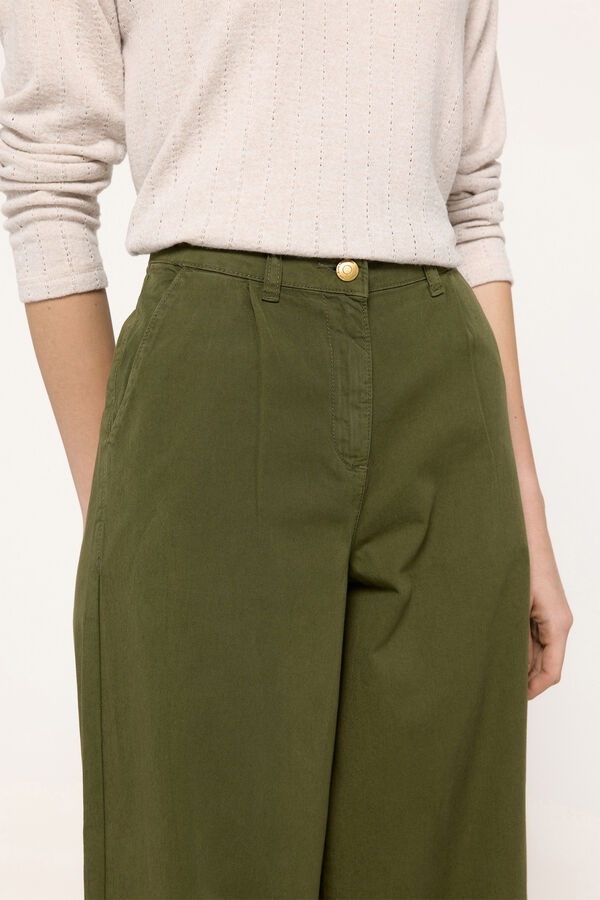 Fifty Outlet Pantalón chino crop. Kaki