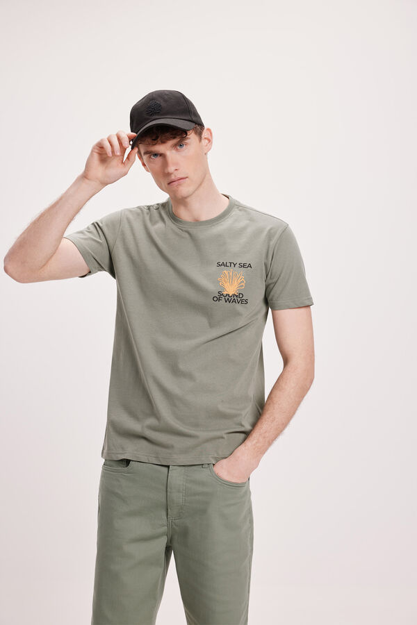 Fifty Outlet Camiseta Estampada Kaki Claro