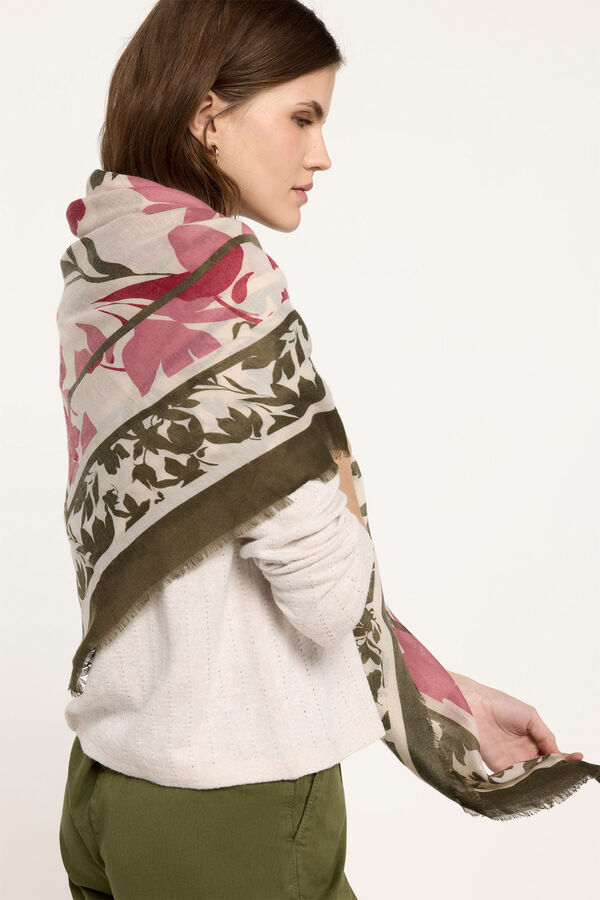 Milano Fular con estampado floral natural