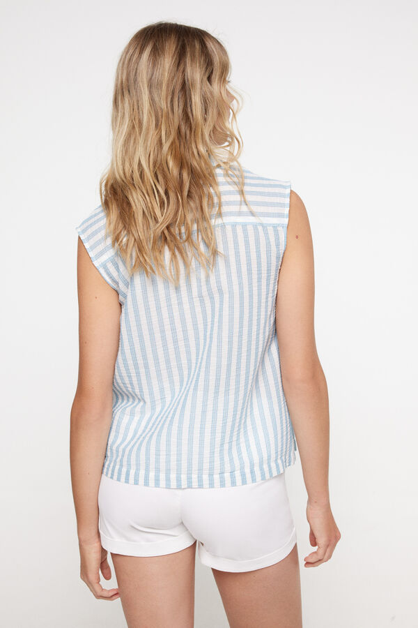 Milano Camisa sin mangas a rayas. Navy