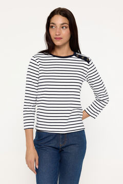 Fifty Outlet Camiseta rayas tejido heavy cotton natural