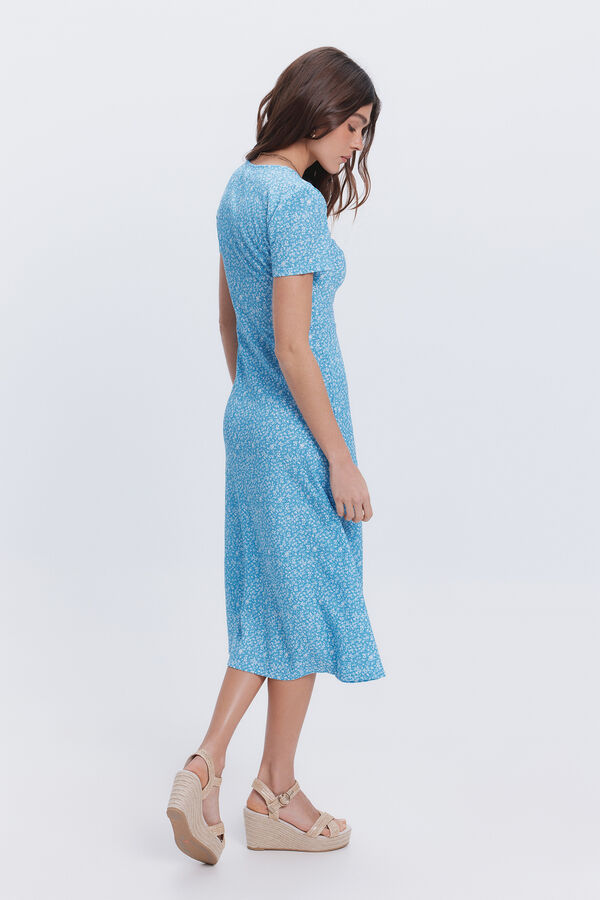 Fifty Outlet Vestido midi tejido circular Azul