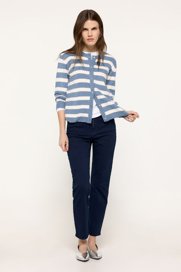 Fifty Outlet Chaqueta de tejido tacto suave botones en el delantero Azul