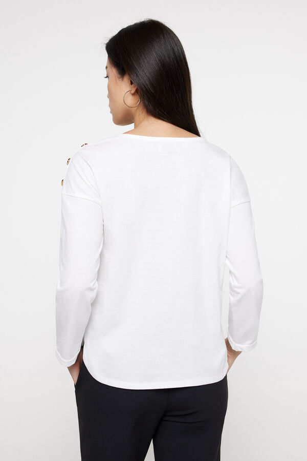 Fifty Outlet Camiseta Barco Botones Blanco