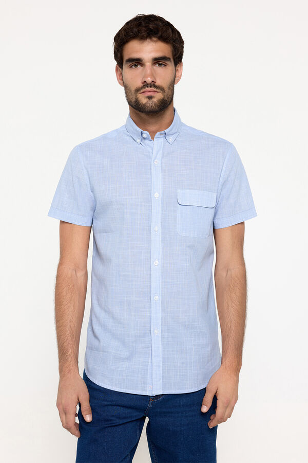 Fifty Outlet Camisa slub lisa Azul