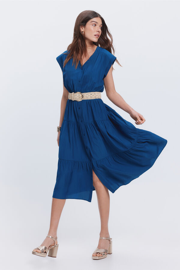 Fifty Outlet Vestido largo vuelo Azul