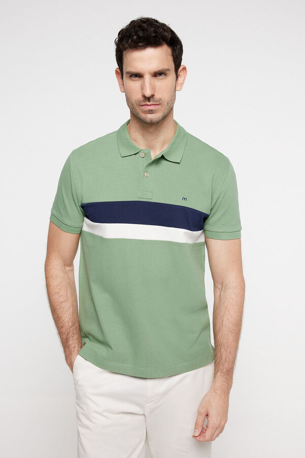 Fifty Outlet Polo pique cortado y cosido Verde