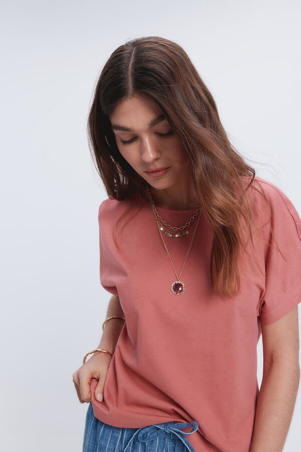 Milano Camiseta manga corta lisa Rojo/Coral