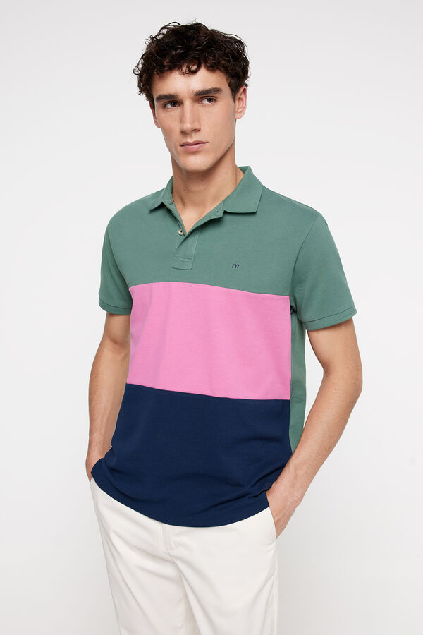 Fifty Outlet Polo pique tricolor Coral