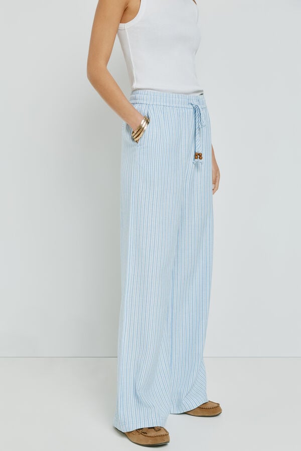 Milano Pantal&oacute;n ancho de rayas Azul