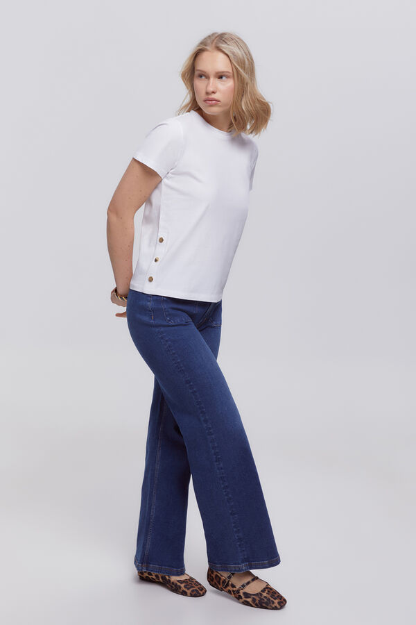 Fifty Outlet Playera heavy cotton botones Blanco