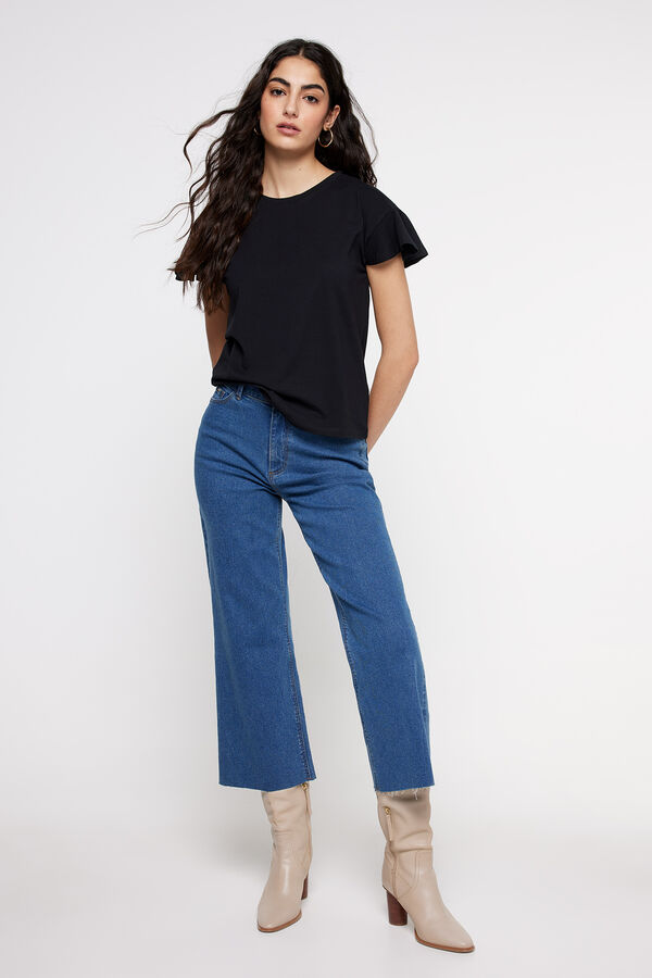 Fifty Outlet Camiseta manga volante Negro