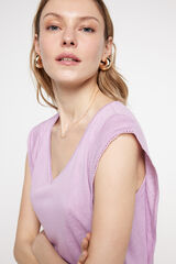 Fifty Outlet Camiseta efecto lino volante Morado