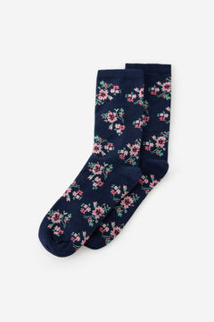Fifty Outlet Calcetines flores de media caña Azul