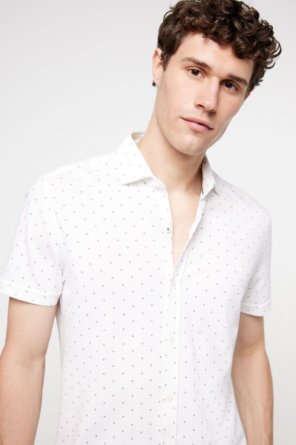 Fifty Outlet Camisa piqué estampada Blanco