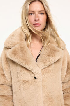 Fifty Outlet Abrigo efecto pelo Beige