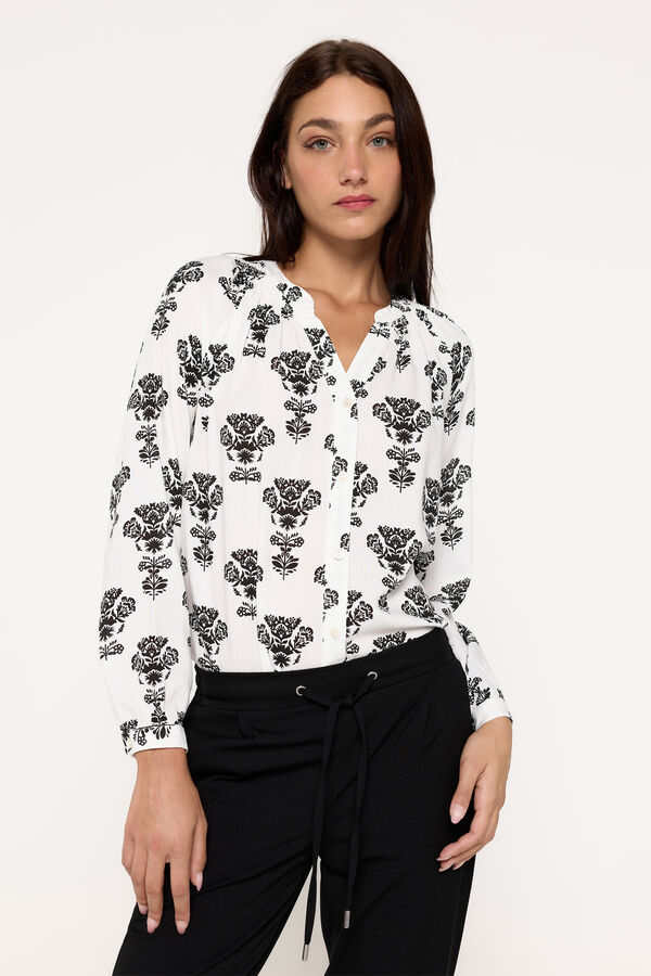 Fifty Outlet Blusa cuello pico natural