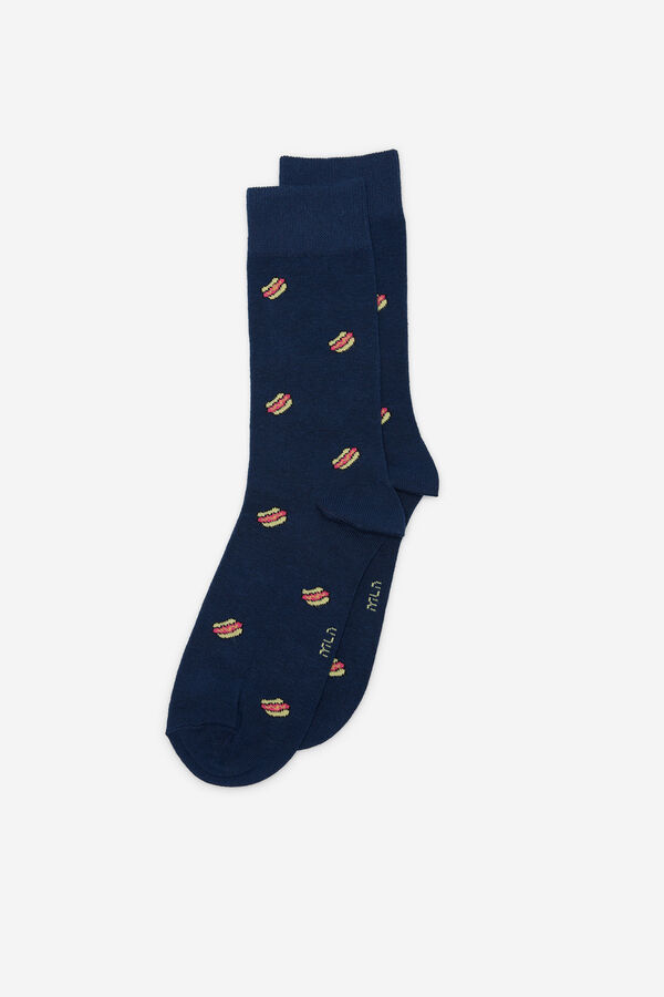 Fifty Outlet Calcetines media caña print hot dogs Navy