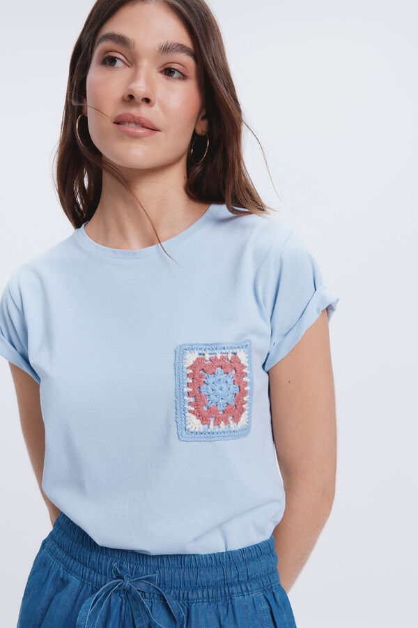 Fifty Outlet Camiseta bolsillo crochet Azul