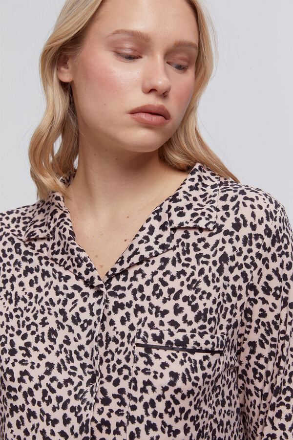 Milano Pijama camisero con animal print natural