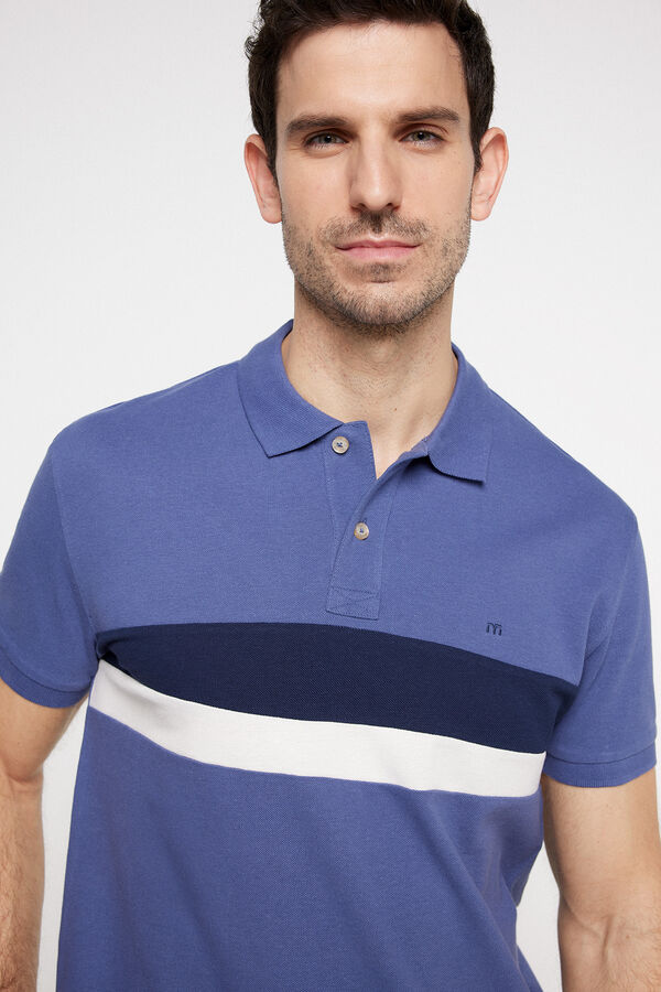 Fifty Outlet Polo pique cortado y cosido Azul Oscuro