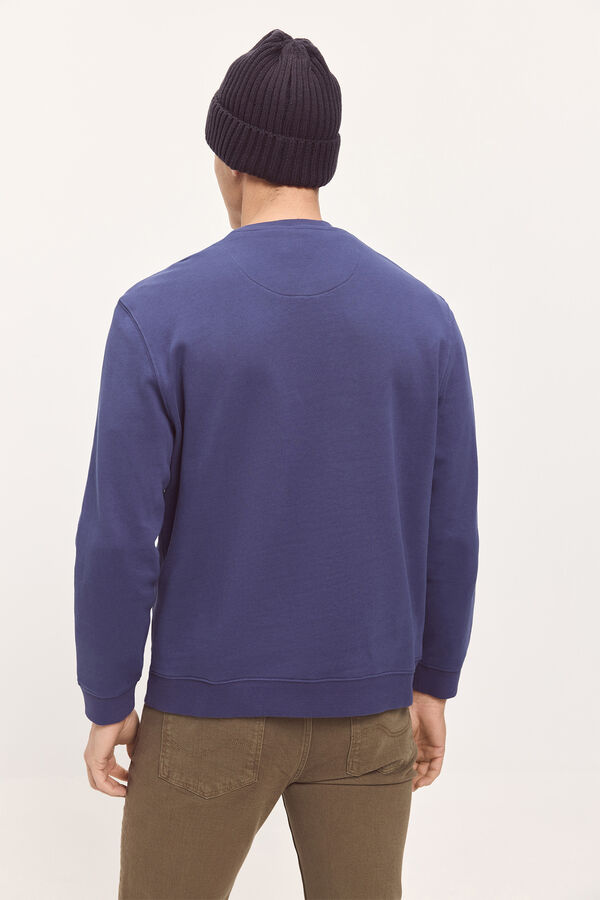 Fifty Outlet Sudadera básica patch cuello redondo ajustado Azul Oscuro